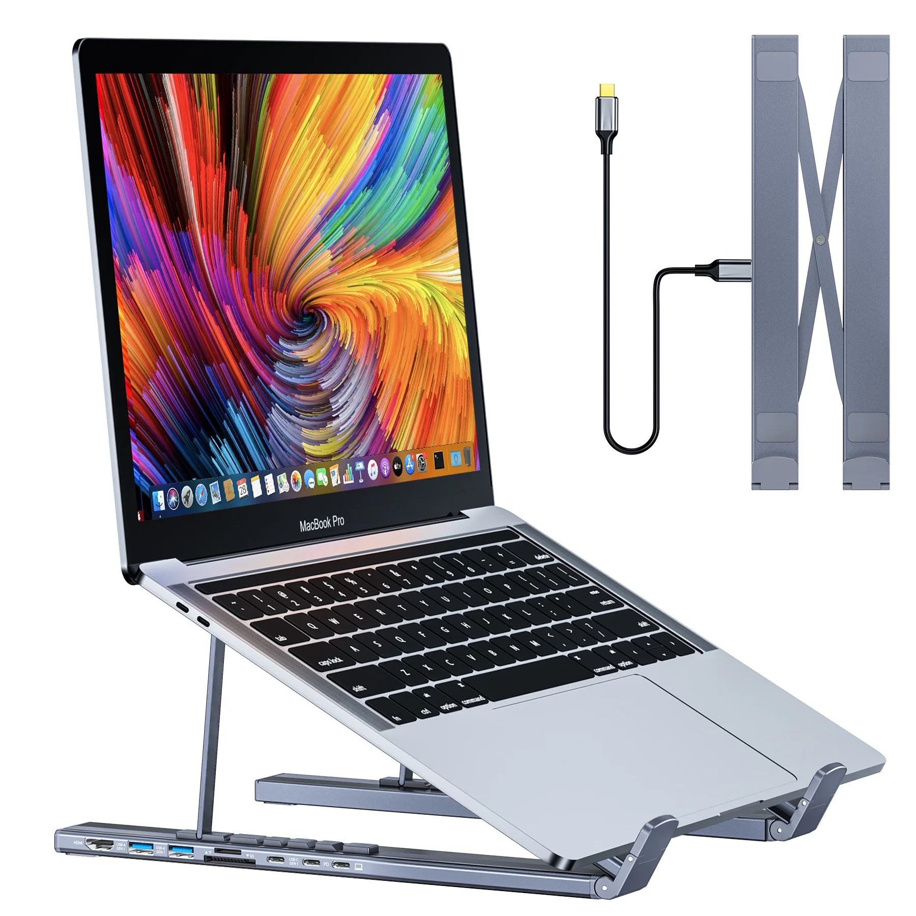 8-in-1 Portable Laptop Stand with USB-C Hub