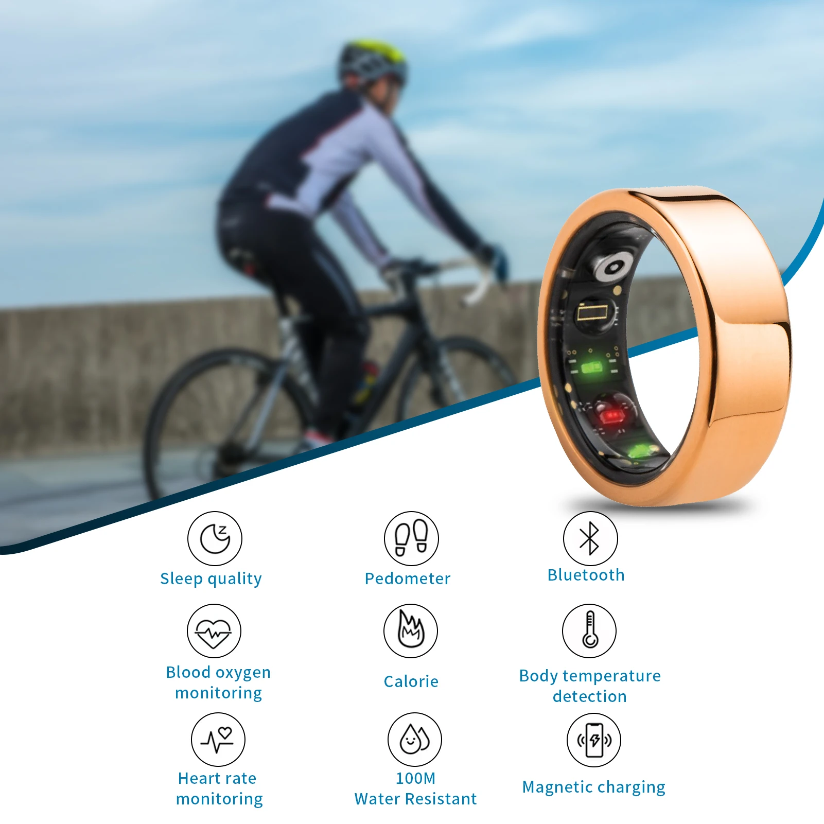 Custom Waterproof Smart Rings Monitor Sleep Heart Rate Blood and Pressure Health Monitoring Smart Ring