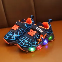 Модные светящиеся кроссовки с принтом, детская обувь для школы и мальчика, Повседневная летняя обувь