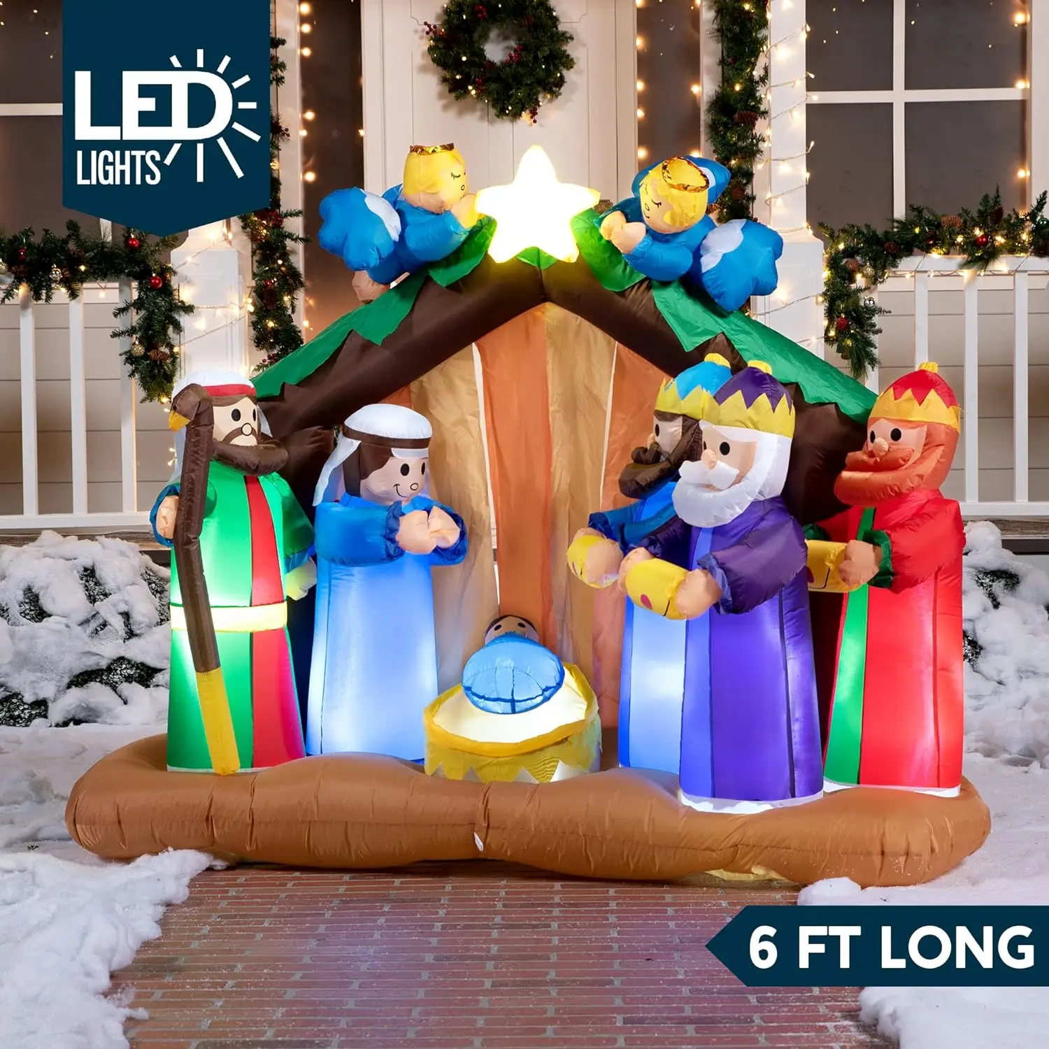 Customized Outdoor Nativity Scene with Angels Christmas Inflatable Decoration for Yard Lawn Custom Christmas Decorations