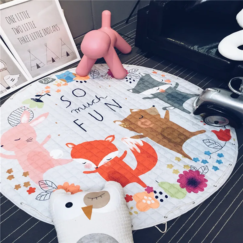 IVY Baby Gym Play Mats Round Floor Soft Cotton Portable Kids Toy Cartoon Storage Bag And Play Mat Toys factory