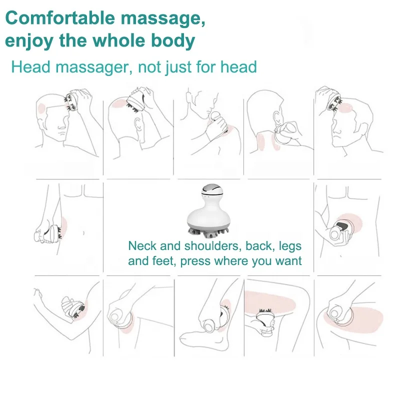 Portable Battery Operated Self Massage Mini Silicone Octopus Claw Electric Vibrating Head Hair Scalp Massager for Hair Growth