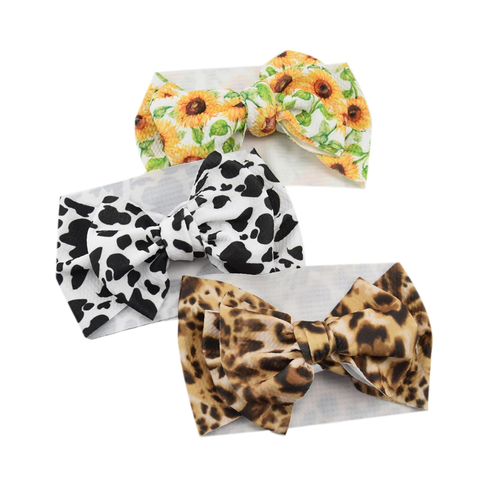 Sunflower Stretchy Headwrap Baby Head Wrap; Baby Headband; Sunflower Headband; Sunflower Bow; Baby Headwrap; Big Bow Headband; on white