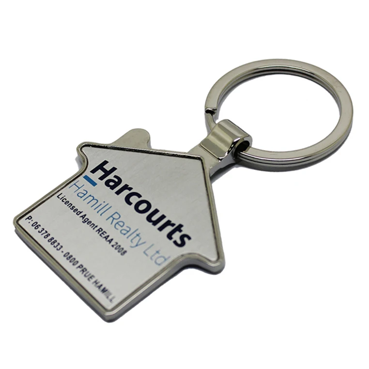 Wholesale Engraved Zinc Alloy Personalized Keyring Sublimation Key Holder House Shaped Blank Custom Metal Keychain_voghion.com