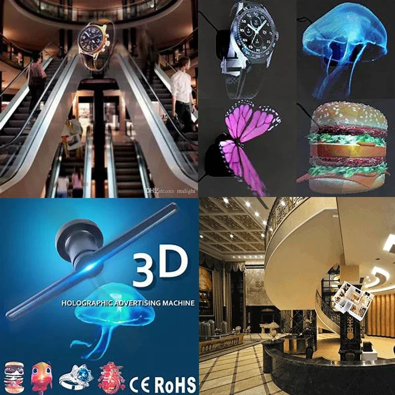 3D Holographic Advertising Projector Wifi 3d Hologram Fan 42cm 2 Blade LED Big Best for Exhibition Mall Holiday