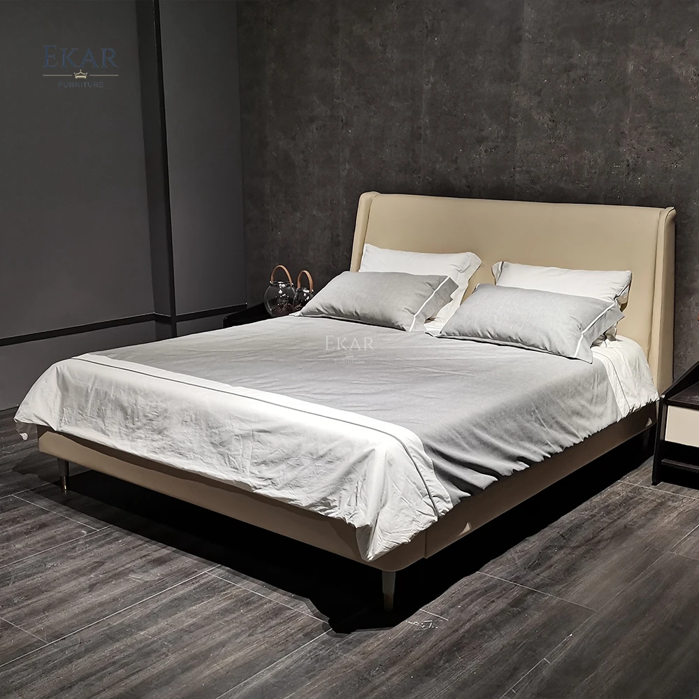 EKAR FURNITURE Italian minimalist design bed light luxury high-grade custom leather bed factory