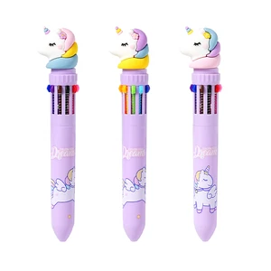 Wholesale Factory Price Creative Luxury Blue 0.7mm Unicorn Plastic Ball Point Pen  Beautiful Writing  Sign Pen for Office School