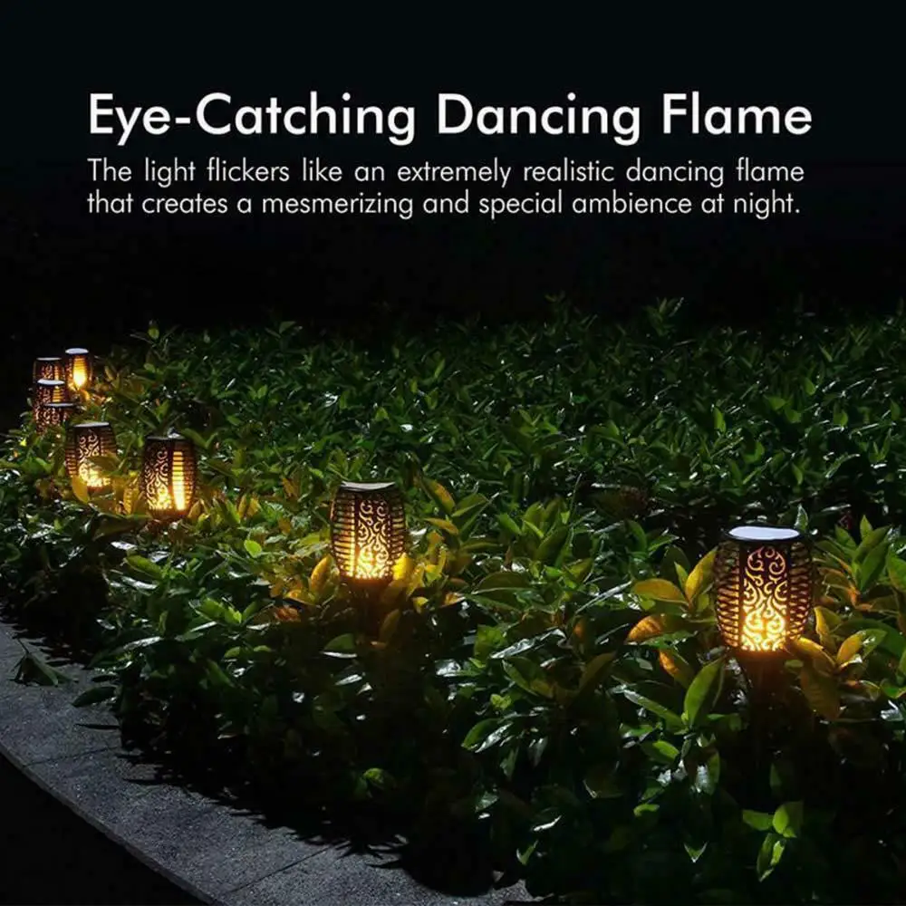 Outdoor Solar Flame Light Torch – Flickering LED Garden Lamp, Dusk-to-Dawn, IP65 Waterproof