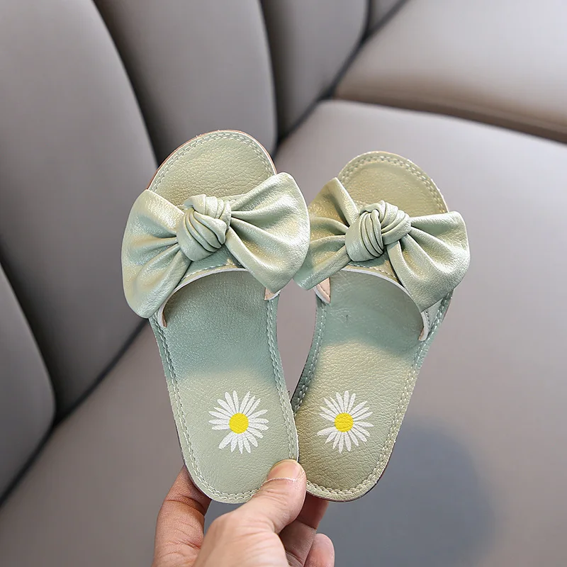 Лидер продаж; Модная Розовая обувь для маленьких девочек с бантом и ромашками; Милые детские тапочки для девочек