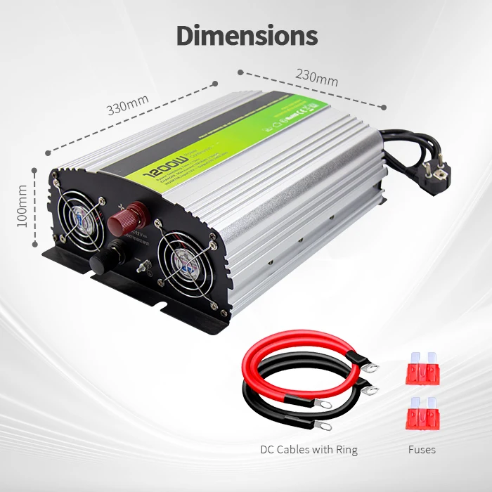 Off Grid Solar Power Inverter UPS 1200W 12V 24V DC 110V 220V AC Pure Sine Wave Inverter with  Battery Charger