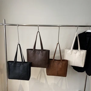 New High Quality Leather Ladies Leather Shoulder Purses Simple Designer Big Capacity Women Handbags Famous Brands Bags