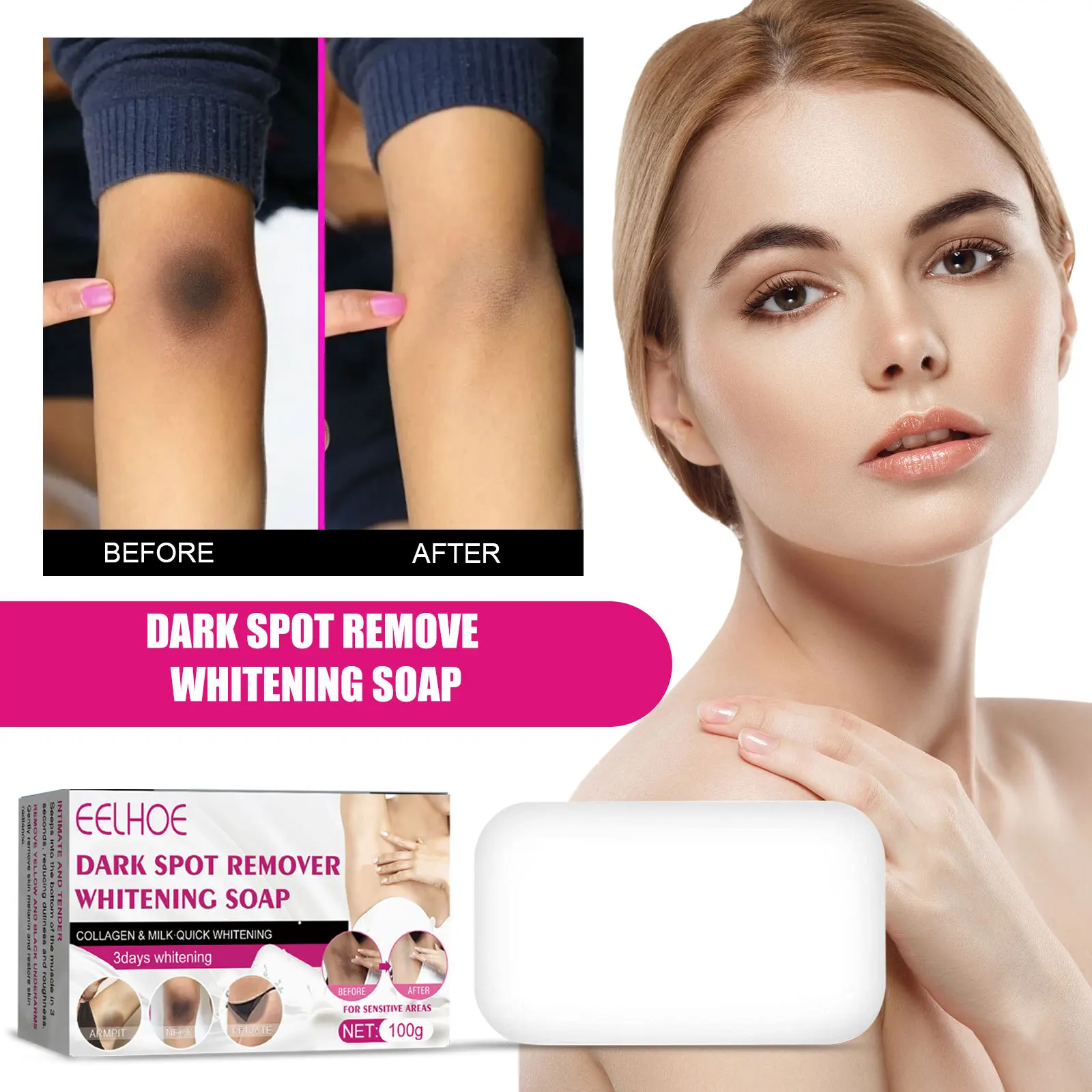 Wholesale EELHOE Dark Spot Remover Body Whitening Soap for Sensitive Area Skin Lightening Brightening Soap