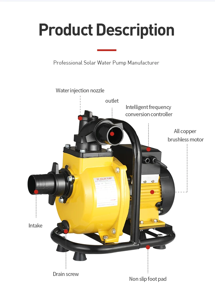 High Quality 1hp Dc Solar Powered Irrigation Surface Booster Pumps