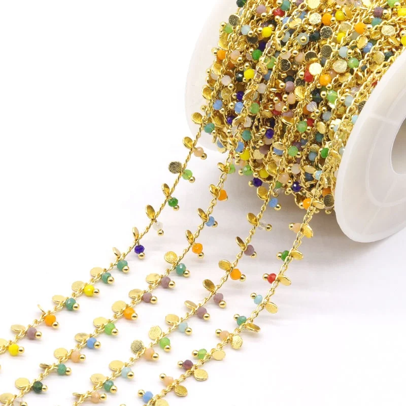 18k Gold Plated Brass Beads Chain Roll 