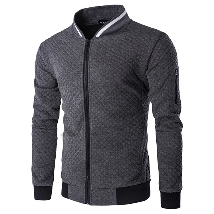 Mens Casual Plaid Cardigan 2024 New Style Zipper Stand Collar Sport Coats Autumn Winter Long Sleeve Hooded Jacket_voghion.com