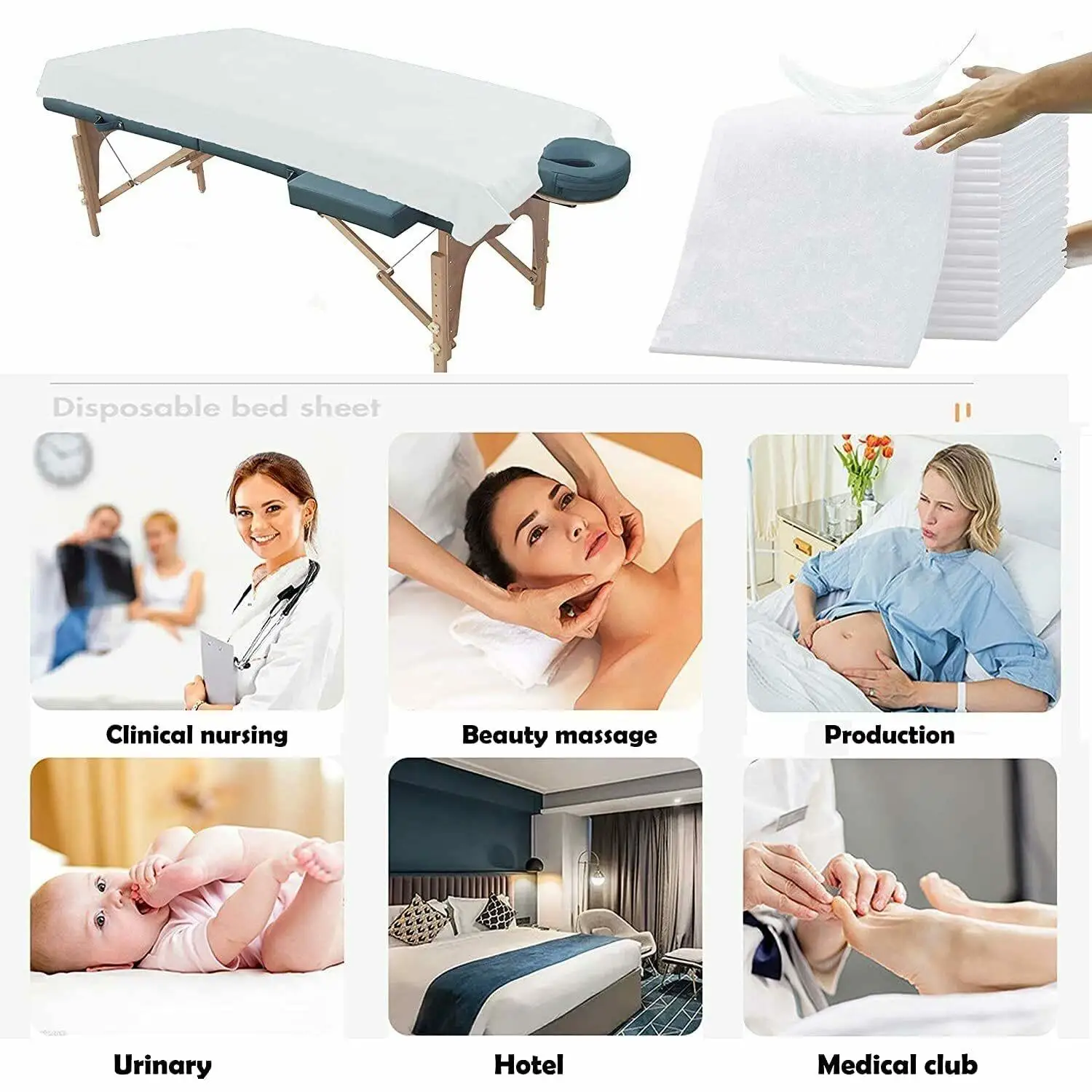Disposable Recycle PP Non Woven Fabric Bed Sheet for Hospital