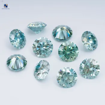 Factory Direct Sale Loose Moissanite stones High Quality Light Green Round Cut Moissanite Diamonds