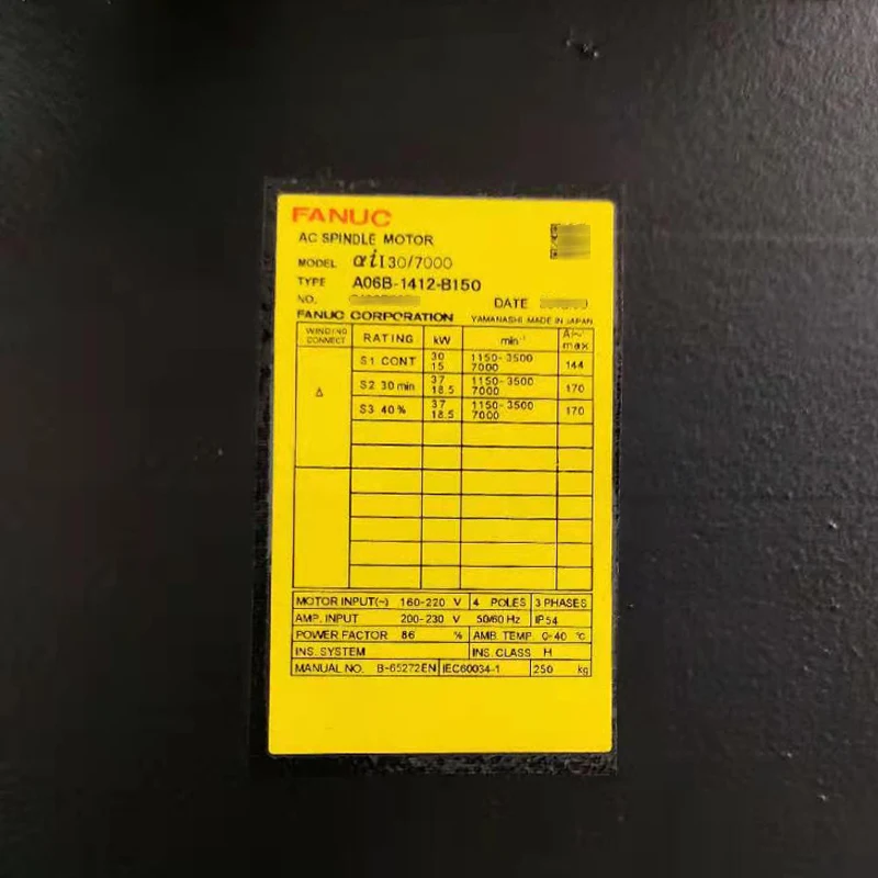 Fanuc Thử Nghiệm Động Cơ Trục Ch&iacute;nh Gốc A06B-1412-B150