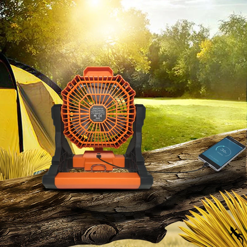 Multifunctional Small Portable Outdoor Desk Rechargeable Camping Fan With Led Light