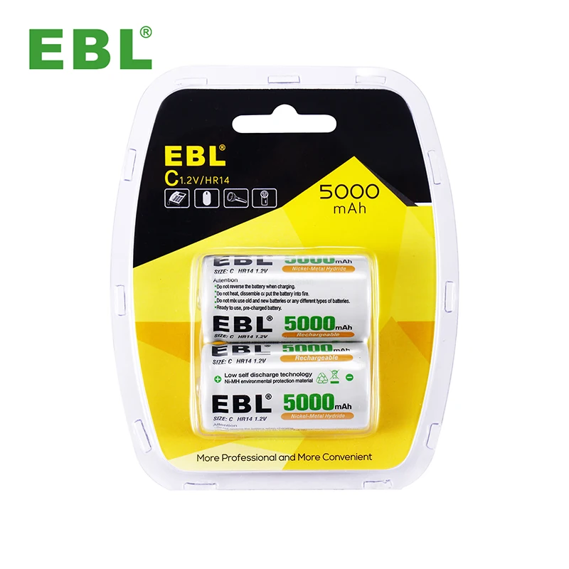 ebl factory supplier rechargeable c battery 1.