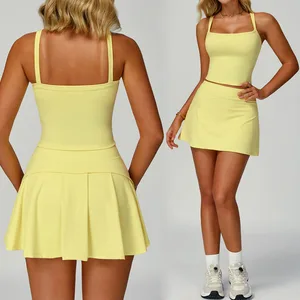 BNICE Women Fitness Two Pieces Set Workout Clothing Wholesale Yoga Set Active Wear Gym Skirt Luluxy Golf Dress Tennis Skirt Set