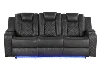Grey + Faux Leather + 3 Seat + Solid Wood+MDF