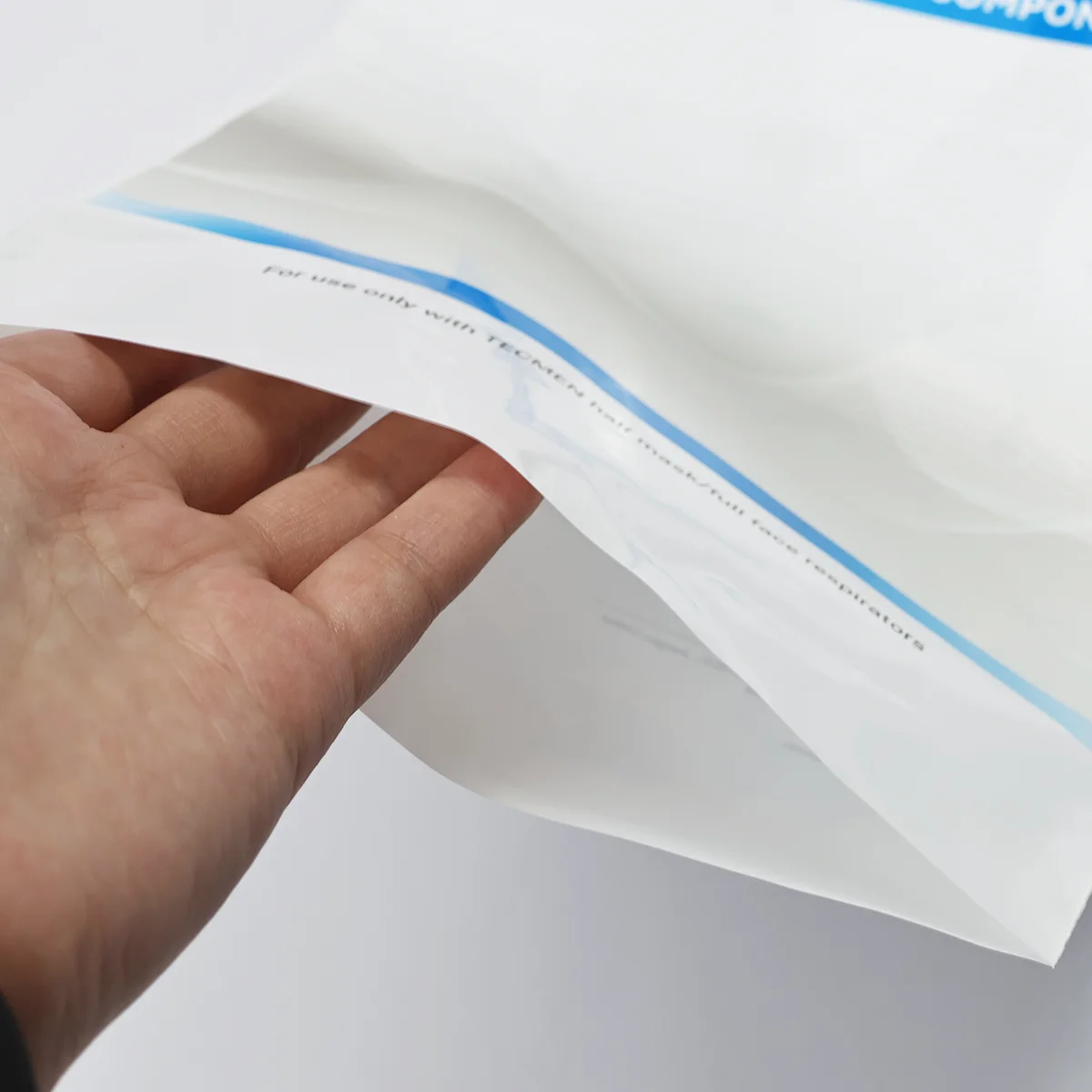 product custom printed white plastic stand up pouch flat bottom half face respirator zip lock bag reusable for shoes and socks-8