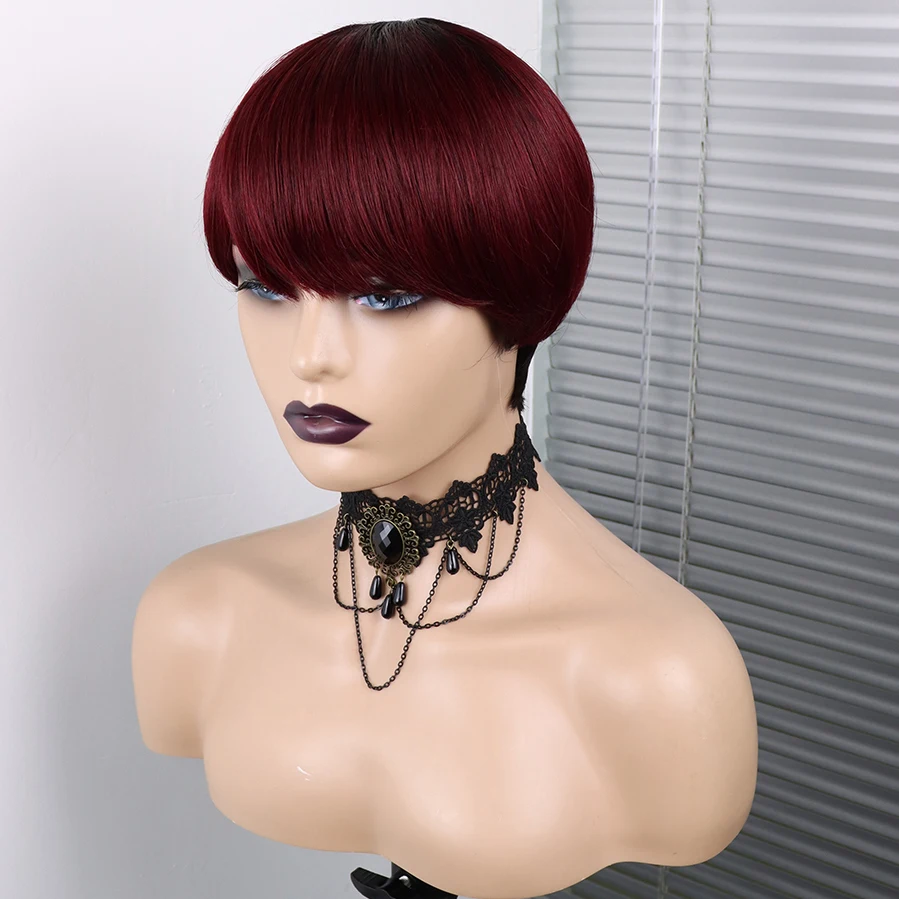 Factory Outlet Pixie Cut Ombre 1B30 Human Hair Wig Machine Made Cheap Pixie Cut Short BOB Human Hair Wigs