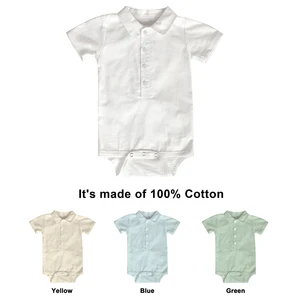 Custom Logo Printing Baby Clothes Jumpsuits Summer Short Sleeves Unisex Infant Newborn Rompers With Snap Button