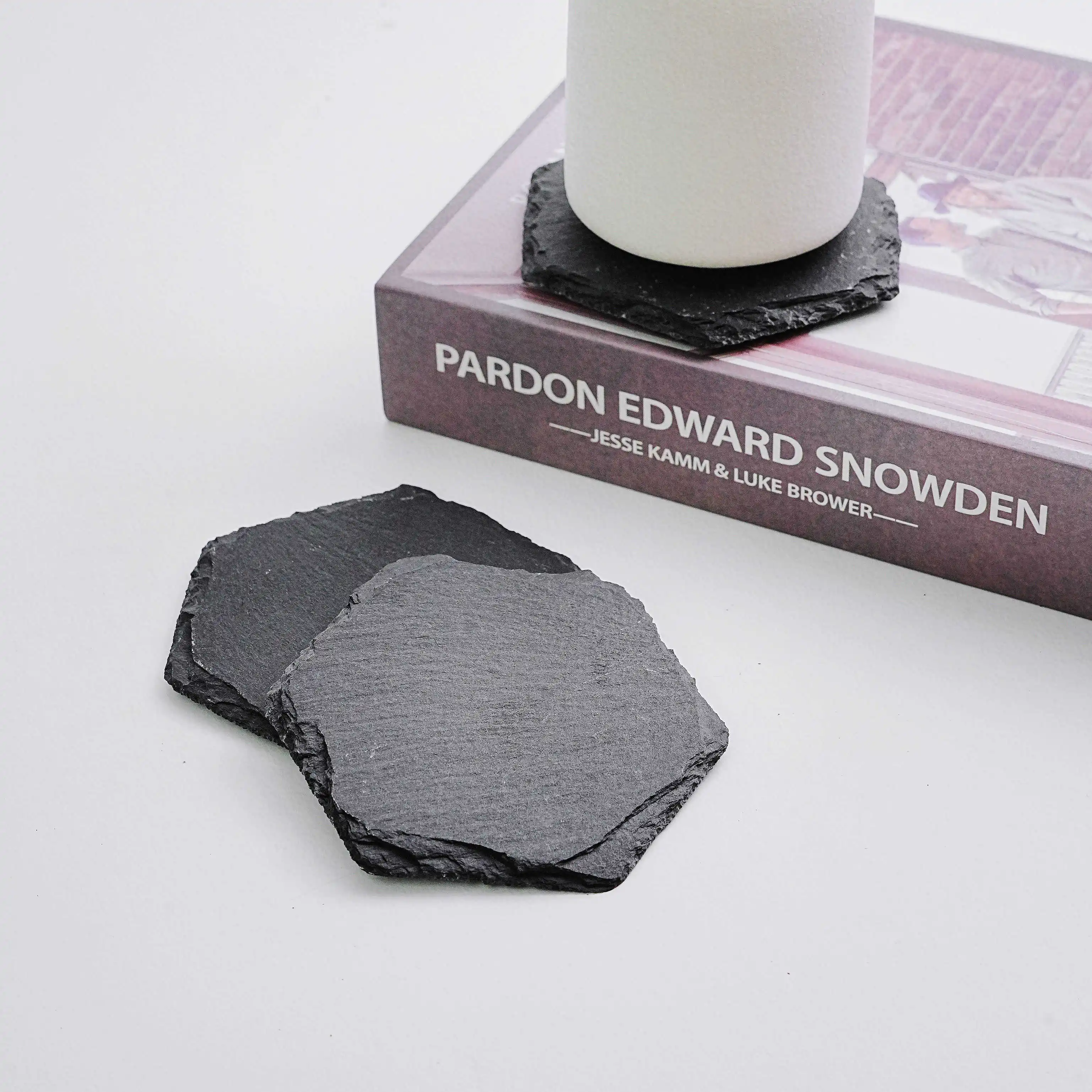 Custom Wholesale Black Slate Coasters Bulk Stone Beer Car Coaster