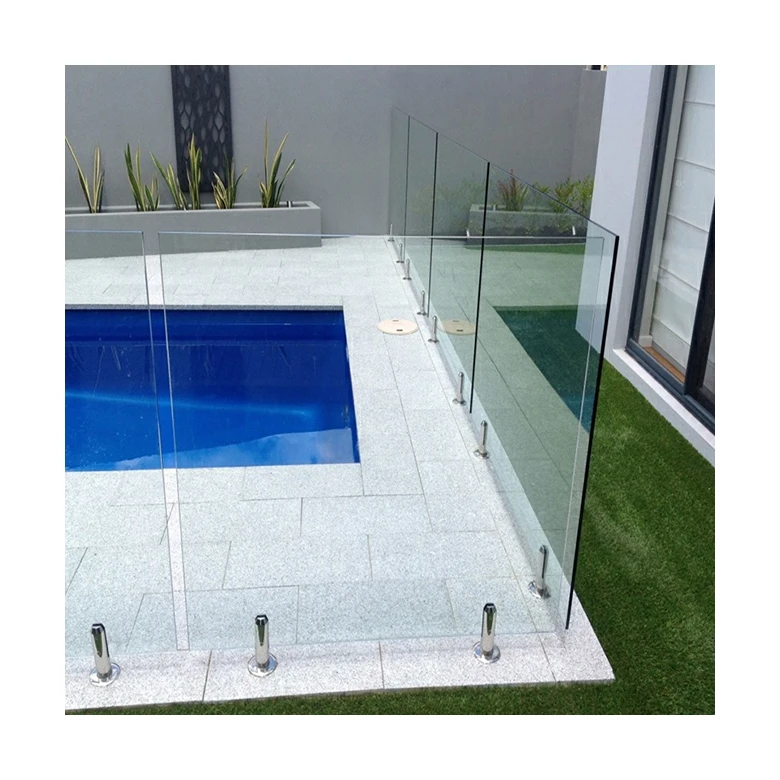 Prima Swimming Pool Fence Safety Tempered Laminated Glass Railing 8.38mm 10.38mm With Stainless Steel Spigots Railing Parapet