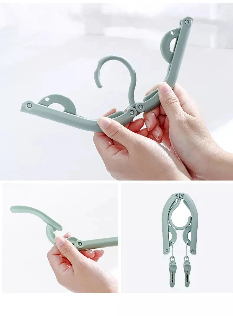 Portable Plastic Folding Clothes Hangers Multi-functional Clothes ...