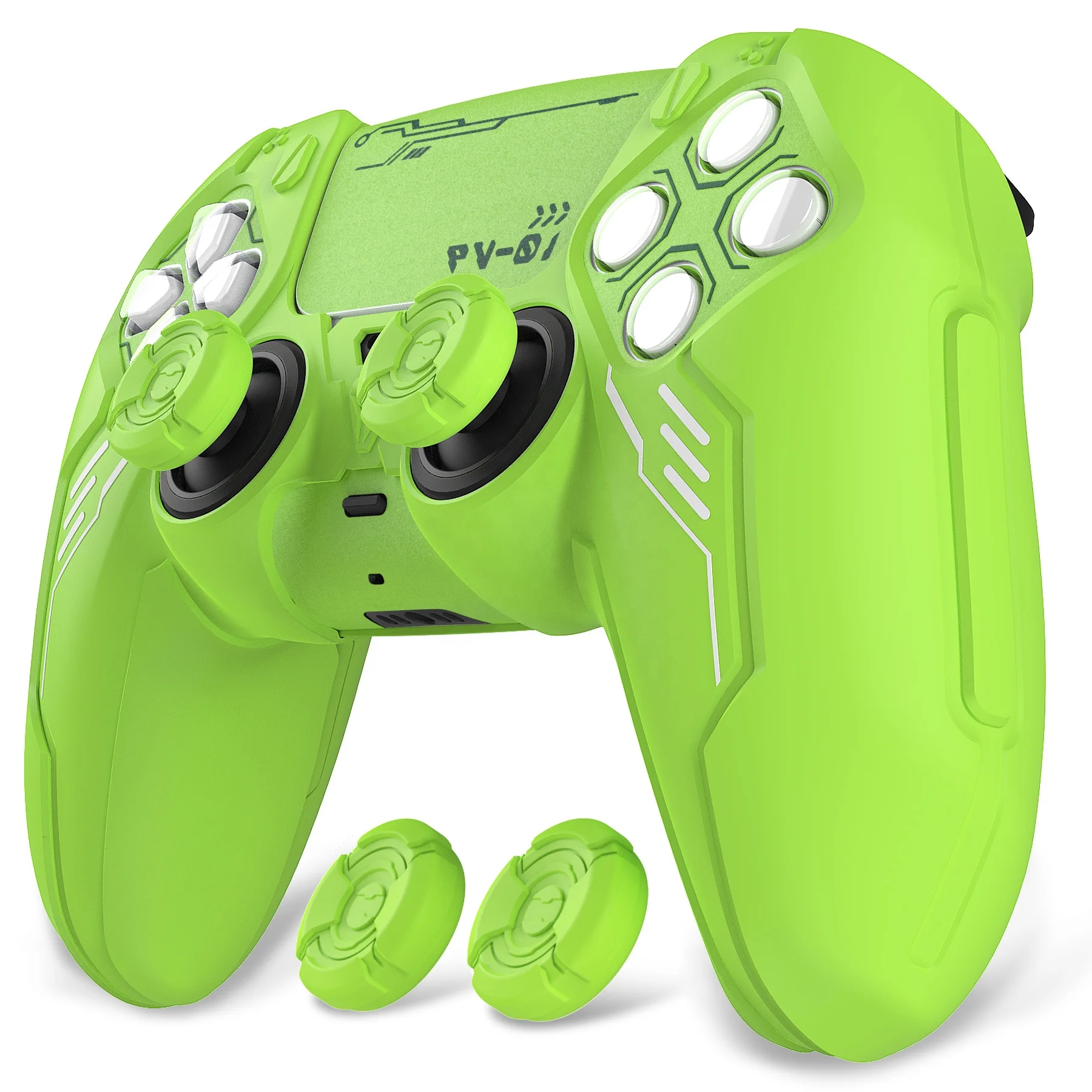 For PS5 Controller Protective Cover Mecha-Inspired Neon Green