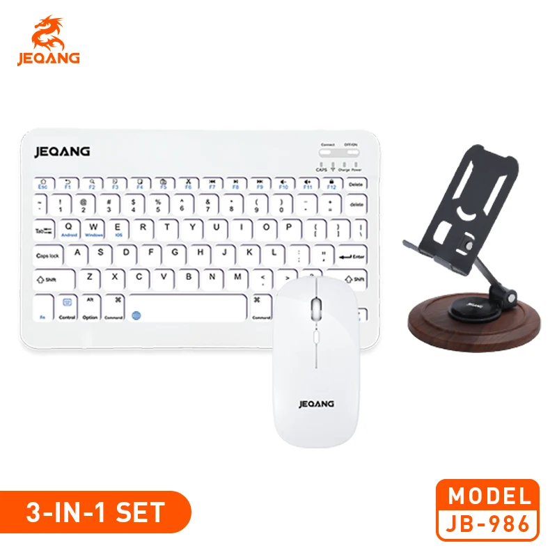 Jeqang-986 Hot Selling 3N1 BT Combo New Table Use Multiple Functions Keyboard Mouse and Phone Holder