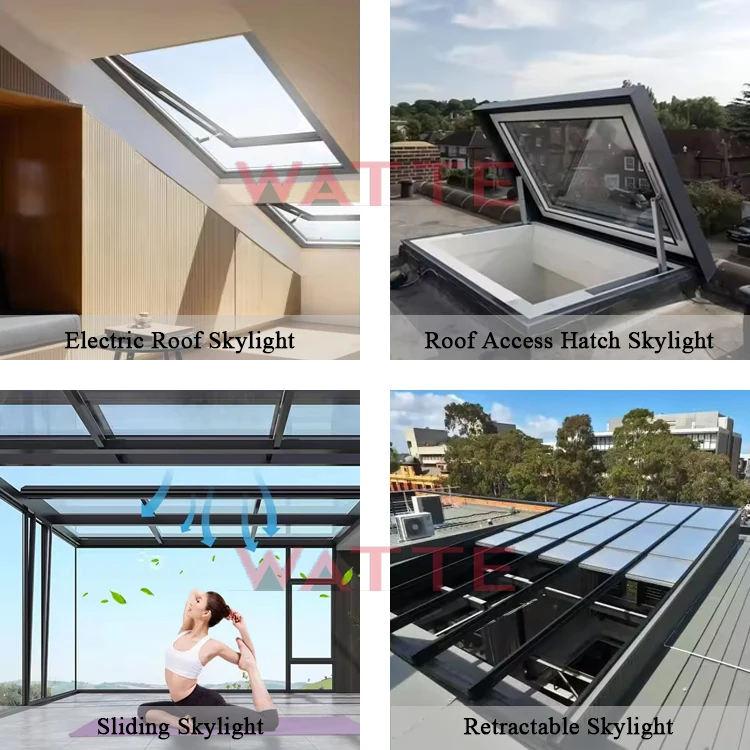 Sliding Type Flat Roof Impact Resistance Glass Rooflight Custom Atrium Roof Electric Skylight Window With Remote Control