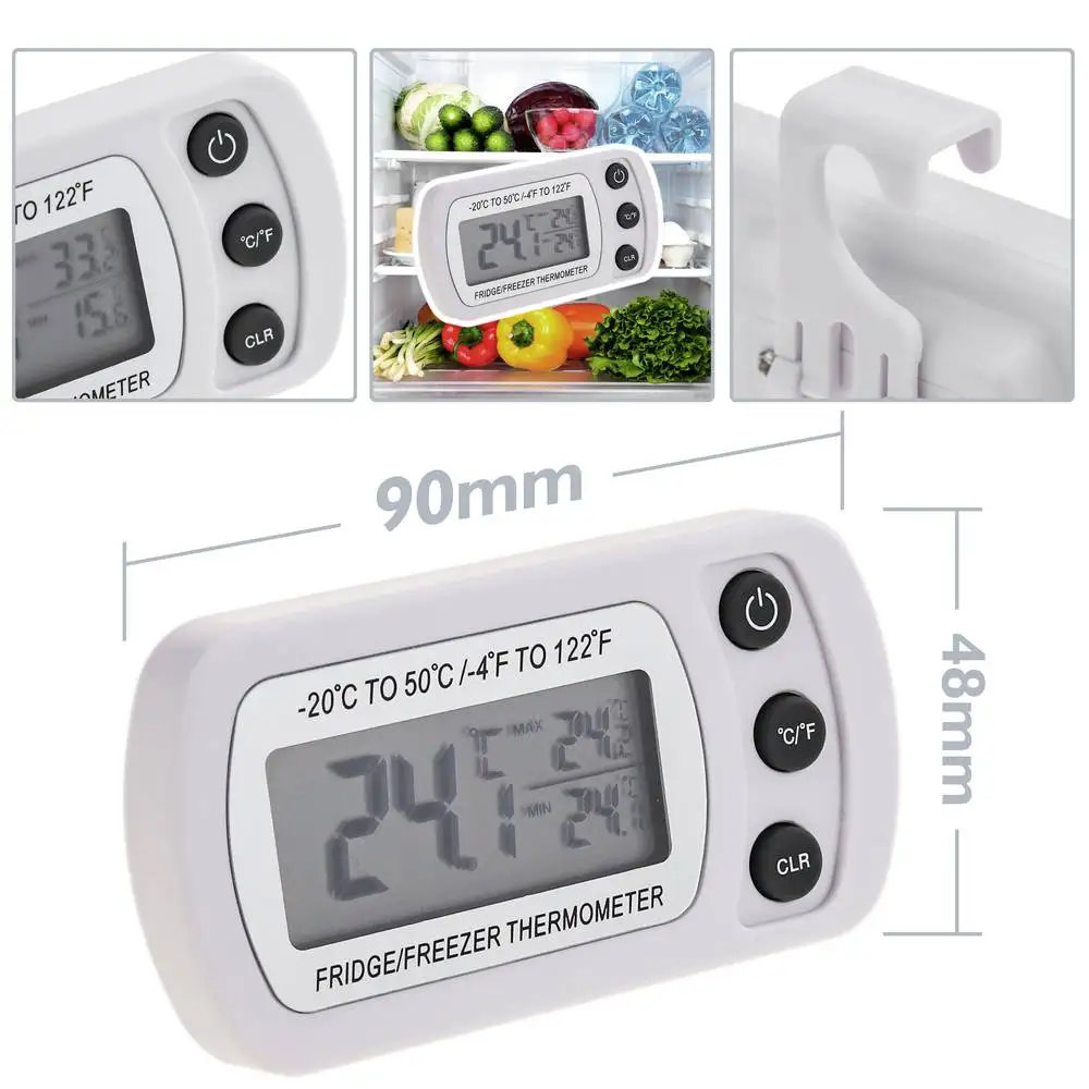 New Arrival Cold Storage Fordable Hook Temperature Thermometers Digital Household Refrigerator Fridge Freezer Thermometer