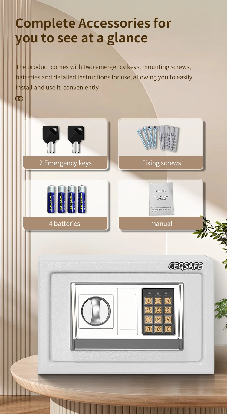 CEQSAFE Custom Mini Money Jewelry Digital Electronic Lock Safe Box Home Safe Box with Lock manufacture