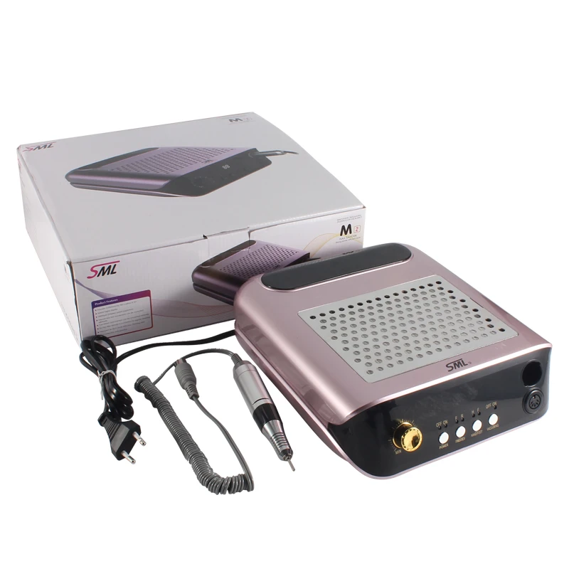 2 in 1 Electric Nail Dust Collector Manicure Machine 45000rpm Professional Vacuum Suction Plastic Material Salon Use