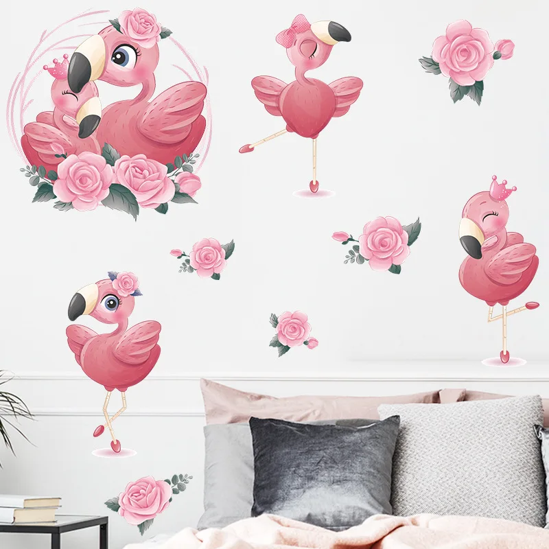 Beautiful Pink Swan Wall Sticker For Kids Girls Room Home Decoration  Wallpaper Living Room Baby Bedroom Removable Wall Decals - Buy Removable  Wall Decals,Wall Sticker For Kids Girls Room,Beautiful Pink Swan Wall