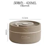 Fiambrera redonda de acero inoxidable 304 para microondas, color curry intenso - 420ml