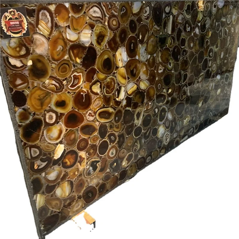 Современный дизайн: натуральный полированный бразильский агат в качестве столешницы для кофейного и обеденного столов, гарантия 1 год, плиты для барных стоек