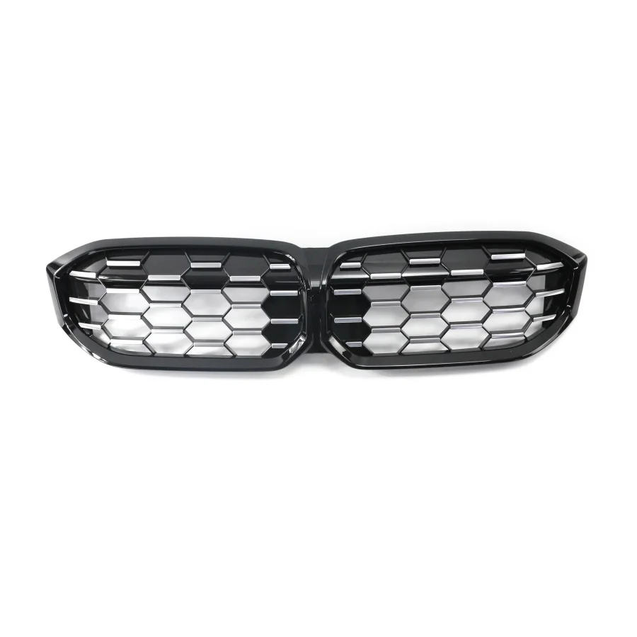TIYPEOR Car Front Grille for BMW 3 Series G28 2023 Glossy Black Silvery ABS Front Bumper Kidney Grill Mesh Grille