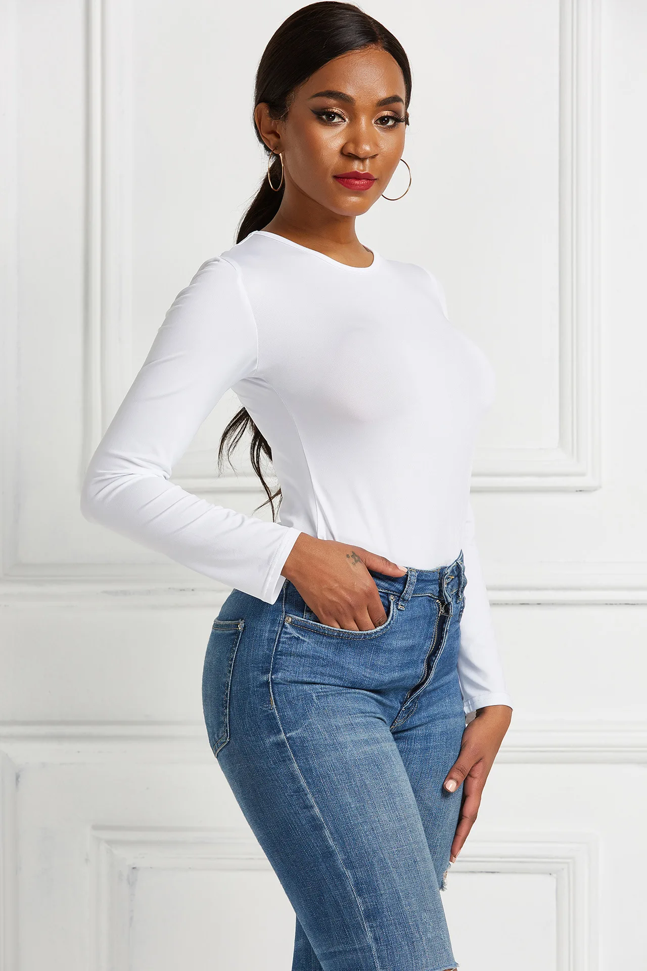 Long-sleeve fitted jumpsuit product image