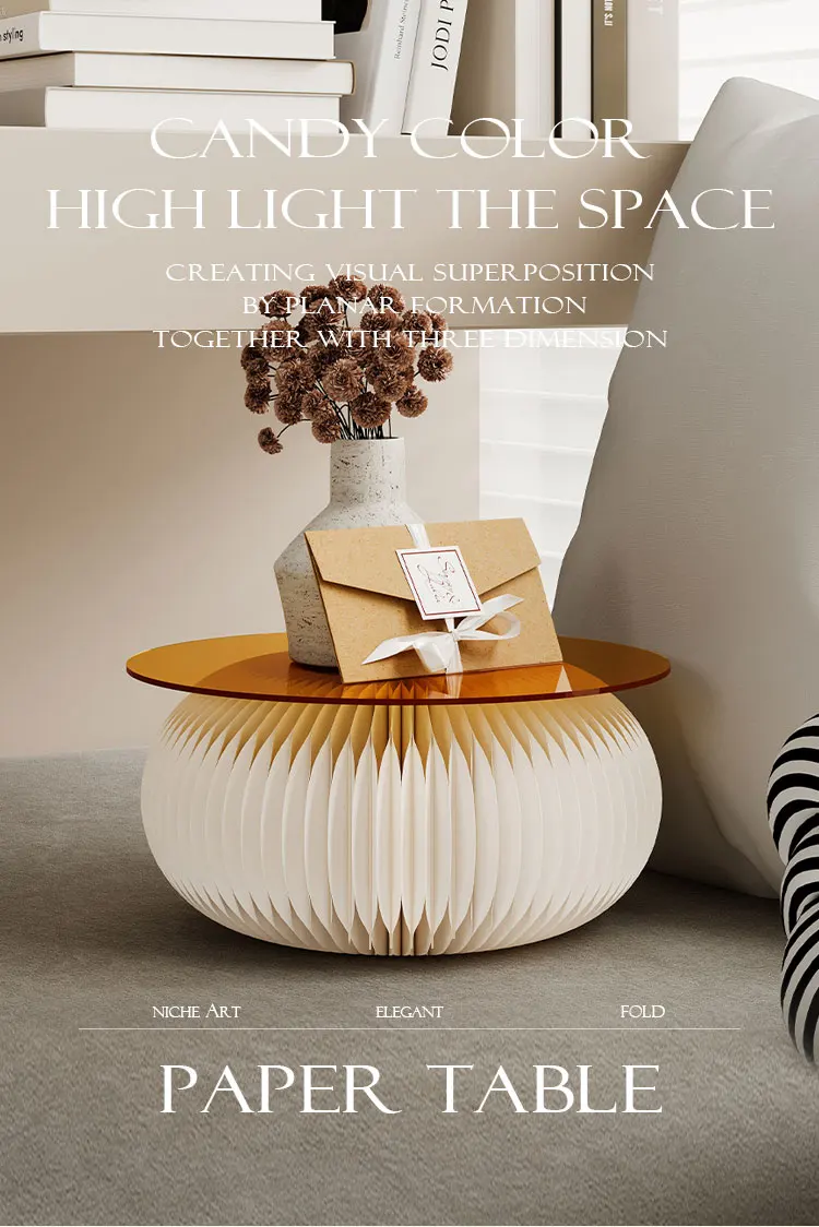 Kraft Paper Folding Side Table Modern Design Folding Paper