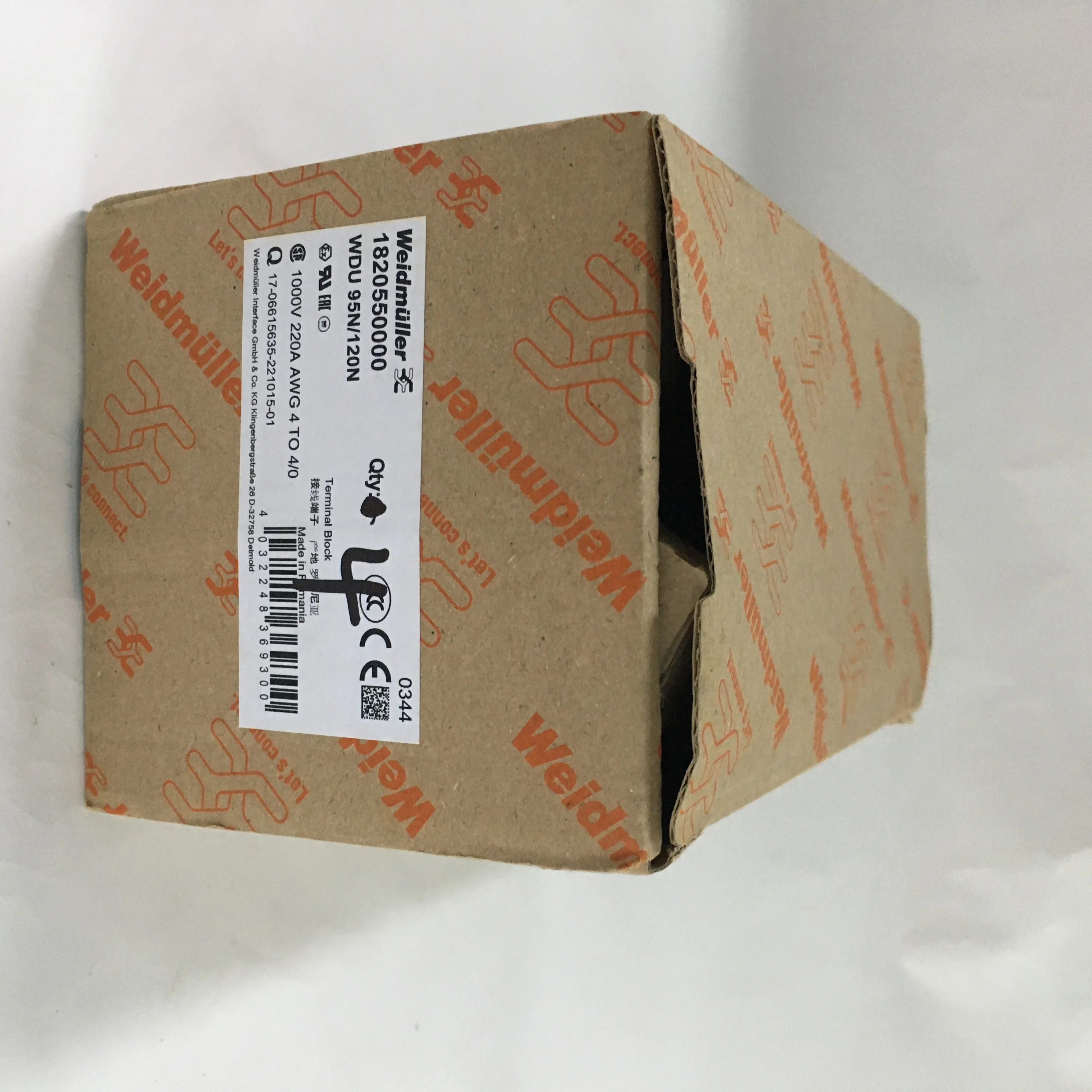 Weidmuller Feed-through terminal block WDU 95N/120N 1820550000 Weidmuller Feed-through terminal block WDU 95N/120N 1820550000