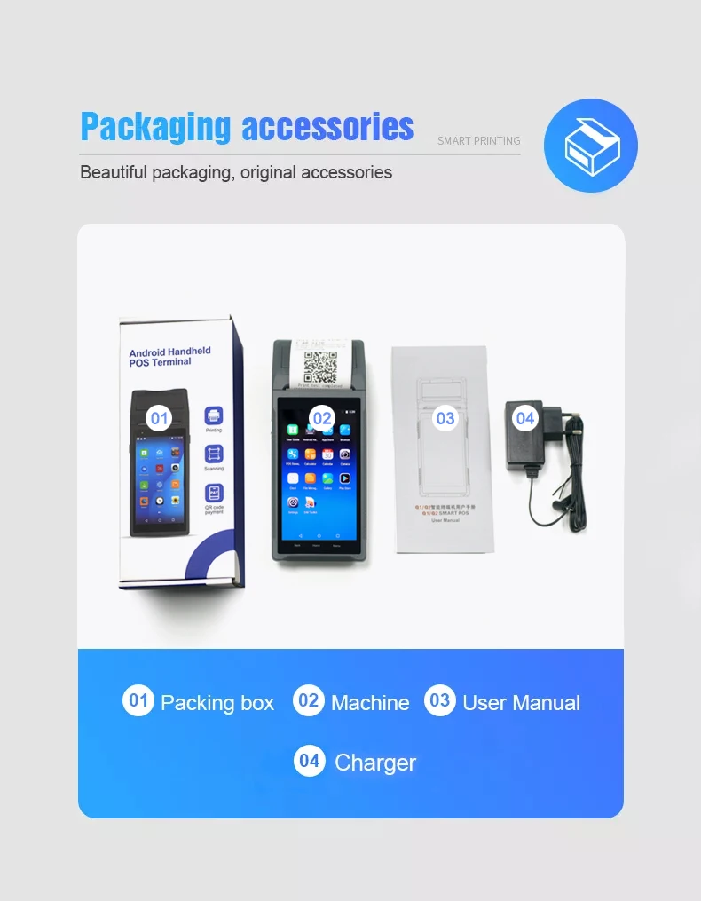 Portable Wireless POS with SIM Slot 4G POS Android 11 OS With QR Code Scanner