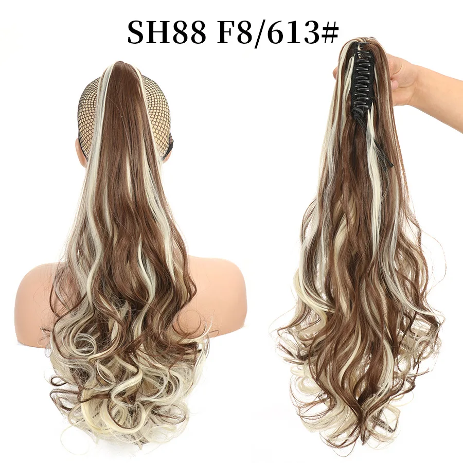 Wholesale Curly Wavy Synthetic Clip Hair Ponytail Kids Claw Wrap Around ...