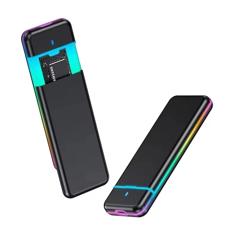 Dazzling Light Portable Ssd case Nvme Ngff for External M2 SSD Type C USB3.1 10Gbps M.2 Ngff Ssd Enclosure