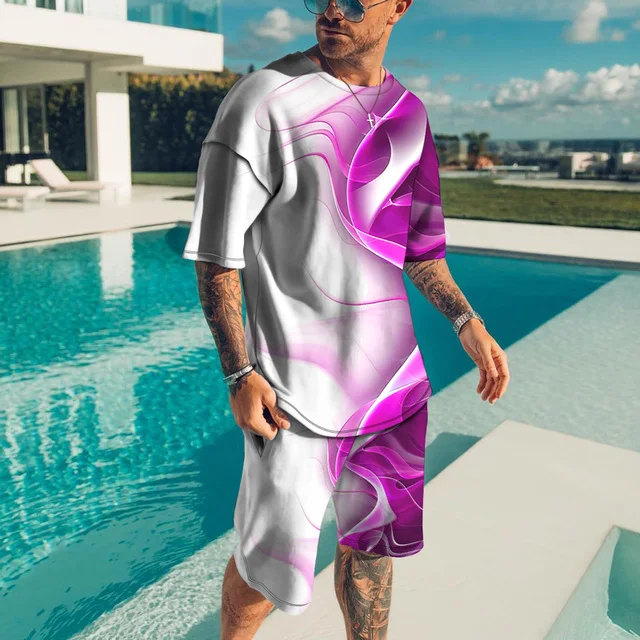 2023 Newest Men T Shirt Set 3D Print Cool Men's Clothes Outfits Casual Beach Shorts Suit Street Popular Tracksuit 2222_voghion.com