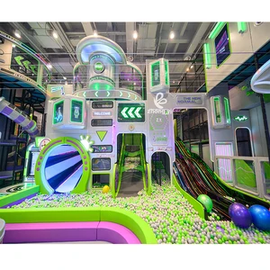 Kids Interactive Indoor Commercial Athletic Playground Plastic Double Slide Park Equipment